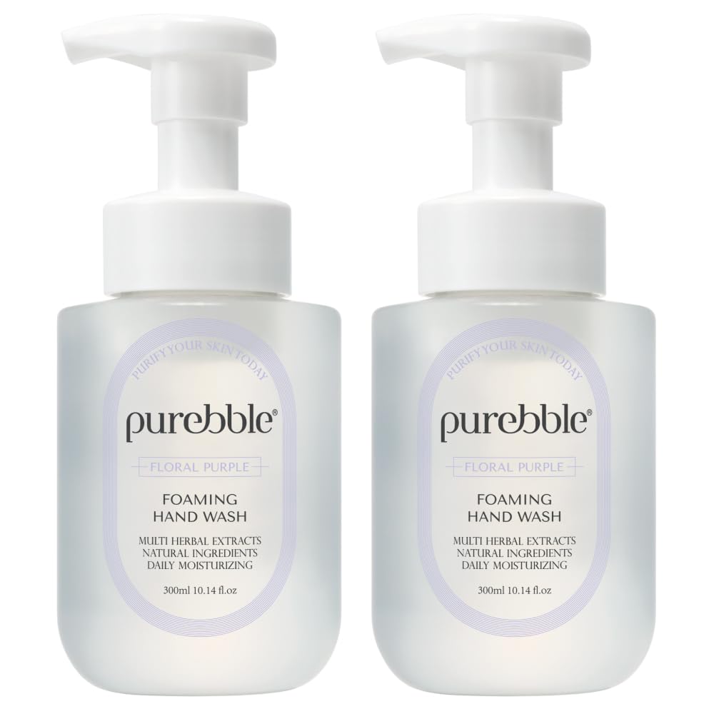 PUREBBLE Floral Purple Foaming Hand Wash with Hyaluronic Acid, Floral Scent | Gentle, Hydrating Formula | For Kitchen and Bathroom | Cruelty Free Sulfate Free | 2 Pack