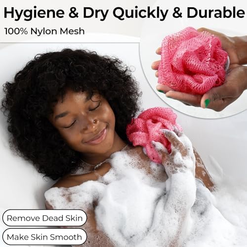 African Net Sponge Authentic - Afro Scrub Exfoliating Net Sponge with Knots - 2 Pieces African Bath Sponges for Body Scrubber Exfoliator - Back Washer for Shower Accessories