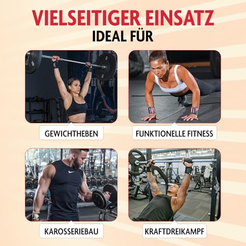 DMoose Lifting Wrist Wraps 12 and 18 Inches Thumb Loops with Wrist Support for Workouts Powerlifting Wrist Straps for Weight Lifting Red Stripes I