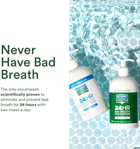 SmartMouth 2-Bottle Activated Mouthwash System with Pumps - Adult Mouthwash for Bad Breath - Twice Daily Oral Care System with Zinc Ion Technology - Fresh Mint Flavor, 32 fl oz (16 oz per Bottle)