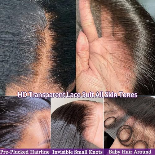 32 Inch 13x6 Lace Front Wigs Human Hair Pre Plucked 100 Percent Human Hair Wig Straight Hd Lace Frontal Wigs Human Hair Glueless Wigs Human Hair for Women Natural Color