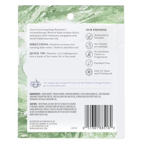 Aura Cacia Aromatherapy Mineral Bath, Inspiring Rosemary, 2.5 Ounce Packet (Pack of 3)