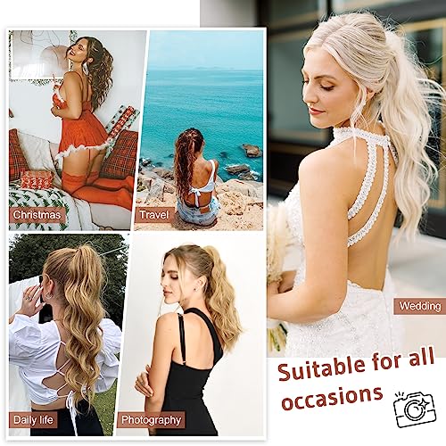 FLUFYMOOZ Ponytail Extension, 18 Inch Claw Clip Ponytail Extension, Wavy Curly Claw Clip in Ponytail Hair Extensions, Natural Fake Ponytail Synthetic Hairpiece for Women (Natural Black)