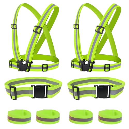 Miushion Hivisible Reflective Vest, Reflective Glow Belt with Reflector Armbands, Outdoor Adjustable Elastic Safety Vest Reflective Belt High Visibility for Running, Walking, Jogging, Cycling