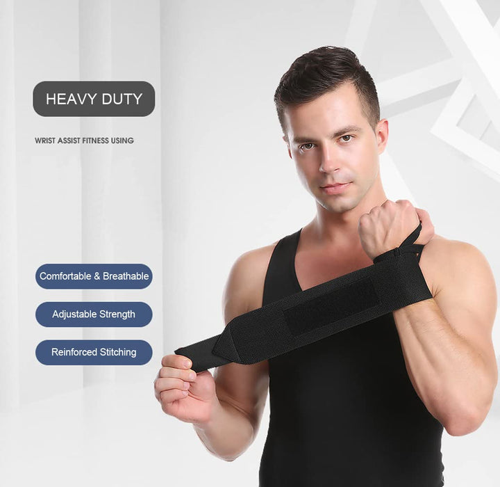 SUJAYU Wrist Wraps, 2 Pack Wrist Brace Wrist Straps for Weightlifting, Wrist Straps Lifting Straps Wrist Weights Carpal Tunnel Wrist Brace, Wrist Brace for Working Out Gym Accessories for Men (Black)