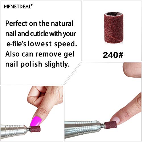 300pcs Sanding Bands Grit #240 for Acrylic Nails for Efile Nail Drill bits with Mandrel