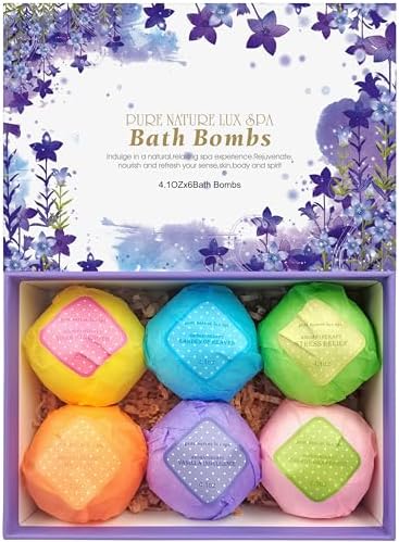 Bath Bombs Gift Set - Ultra Bubble XXL Fizzies (6 x 4.1 oz) with Natural Dead Sea Salt Cocoa and Shea Essential Oils, The Best Birthday Gift Idea for Her/Him, Wife, Girlfriend, Women, Kids