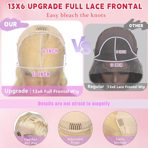 30 Inch 613 13x6 Lace Front Wig Human Hair 200 Density Blonde Body Wave Lace Front Wigs Human Hair Pre Plucked 613 HD Lace Frontal Wig 13x6 Blonde Wig Human Hair 613 Human Hair Wig for Women