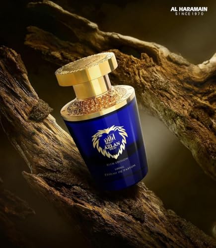 Al Haramain Azlan Oud Bleu - Arabian Perfume for Men - Long Lasting Fragrance with Notes of Cardamom, Cinnamon, Lavender, Patchouli, Sandalwood, Amber - Arabic Cologne - 3.33 oz Eau de Parfum Spray
