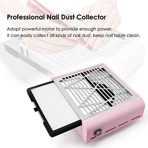AONOLOVO Nail Dust Collector Machine, Upgraded Powerful Nail Vacuum Suction Fan Dust Extractor Manicure Tool for Acrylic Nail Poly Nail Extension Gel Removal, Pink