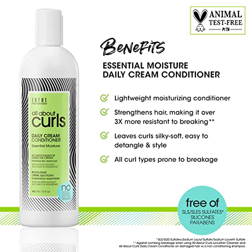 ALL ABOUT CURLS Daily Cream Conditioner | For Curly Hair | Essential Moisture | Strengthens & Softens | 3X Resistance to Breaking | Cruelty Free | Sulfate & Paraben Free