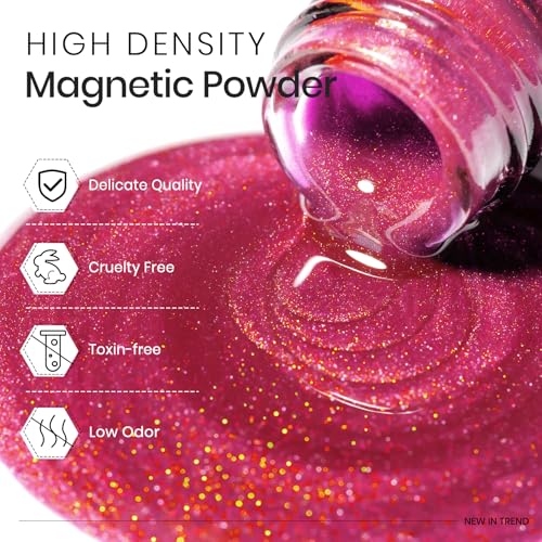 MIZHSE Cat Eye Gel Nail Polish, Dawn Cat Eye Effect Magnetic Gel Polish Set, 8 Colors Crystal Jelly Pink Red Green Purple Nail Gel with Magnet Stick Soak Off Nail Art Gift for Women