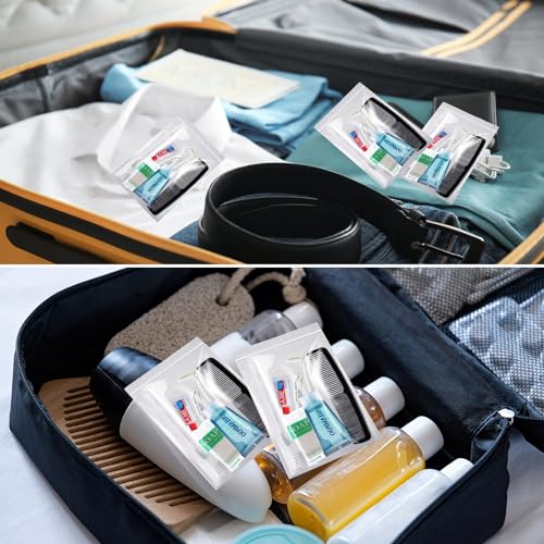 60 Set Travel Convenience Toiletry Kit Bulk Basic Toiletry Kits Travel Size Homeless Personal Hygiene Kit Homeless Care Package Supplies with Reusable Toiletry Bag for Men Charity