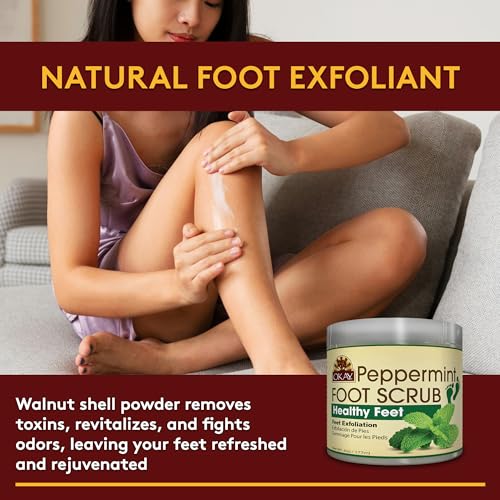 OKAY Peppermint Foot Scrub - Exfoliating Foot Scrub, Foot Exfoliator, Great for Cracked Heels, Pedicures, Dead Skin Remover, Exfoliant for Calluses, Moisturizer for Dry Skin - 6 Oz (Pack of 1)