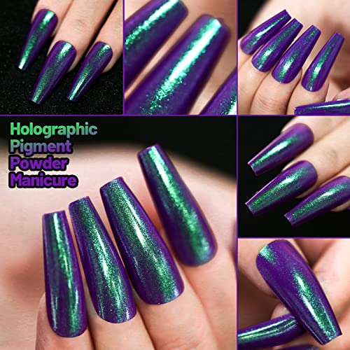 Teenitor Long Press On Nails, Chrome Press On Nails, 288pcs Long Coffin Ballerina False Nails, 12 Colors Full Cover Glue On Nails Holographic Metallic Mirror