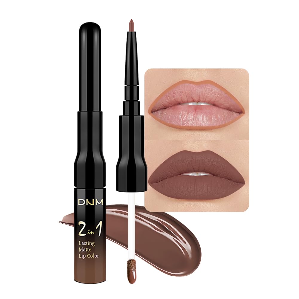 evpct 1Pcs Dark Brown Lip Stain Paint Matte Lip Liner and Lipstick Set Long Lasting Smudge Proof labiales matte mate larga duracion listip 24 hours a prueba de agua mate 24 horas originales,25#