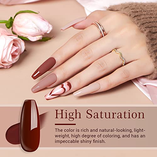 AZUREBEAUTY Dip Powder Nail Kit Starter, 4 Colors Skin Nude Brown Glitter, Acrylic Dipping Powder Liquid Set with Base/Top Coat Activator for Daily French Nail Art Manicure DIY Gift 12 Pcs