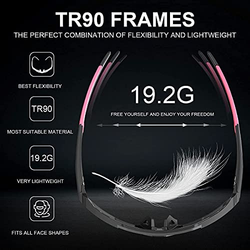 X-TIGER Polarized Sports Sunglasses with 5 Interchangeable Lenses,Mens Womens Cycling Bike Glasses,Baseball Running Fishing Golf Driving Sunglasses