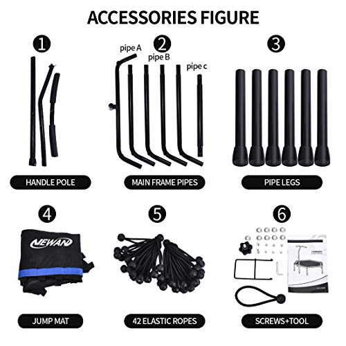 Newan 48'' Fitness Trampoline with Adjustable Handle Bar, Silent Trampoline Bungee Rebounder Jumping Cardio Trainer Workout for Adults - Max Limit 330 lbs