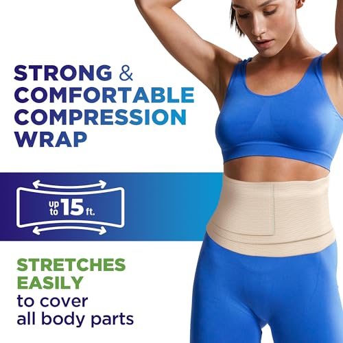 6” Premium Elastic Bandage Wrap - 10 Pack - Hook & Loop Closures - Wide Compression Bandage Wrap - Waist, Legs, Knee, Lymphedema, Body Wrap