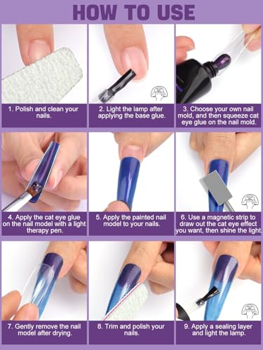 Poly Gel Nail Colors Kit EBANKU Poly Nails Extension Gel Cat Eye Glitter 6 Colors Nail Builder Gel Professional Nail Enhancement Kit for Women Popular Nail Art DIY Salon at Home