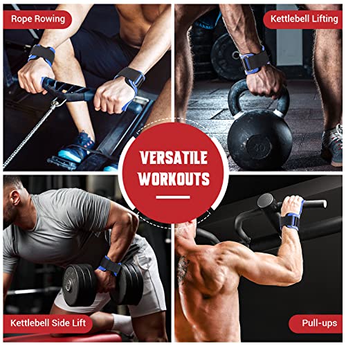 COFOF Weight Lifting Wrist Strap,Double Layer Leather Weightlifting Wrist Strap for Deadlift and Powerlifting, Adjustable Neoprene Padded Gym Workout Lifting Wrist Hooks for Men/Women(Pair)