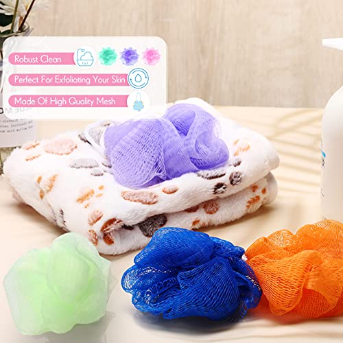 72 Pack Bath Loofah Bulk Sponge Mesh Shower Ball Mini Loofah Travel Size Body Scrubber Exfoliator Shower Bath Pouf Assorted Colors for Kids Women Men Wash Bathroom