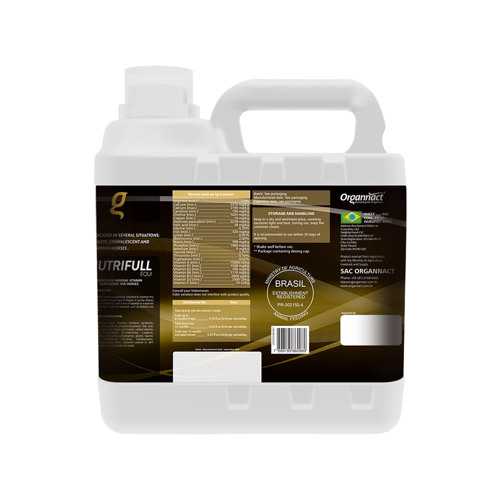 Organnact NUTRIFULL EQUI to assist in food ingestion and recovery of weak or extenuated horses 121.7 fl oz (3,6l)