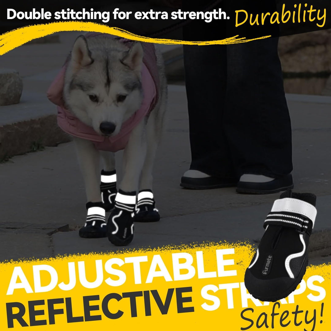 Dog Shoes for Large Small Medium Dogs,Dog Booties for Indoor Hardfloors Anti-Slip,Reflective Strip Waterproof Dog Boots & Paw Protectors for Outdoor Walking Hot Pavement,Winter Snow