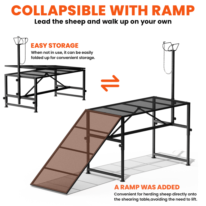 Livestock Stand, Adjustable Height Livestock Stand, Heavy Duty Steel, 500LBS Load, Goat Trimming Stand, for Sheep Lambs Goats