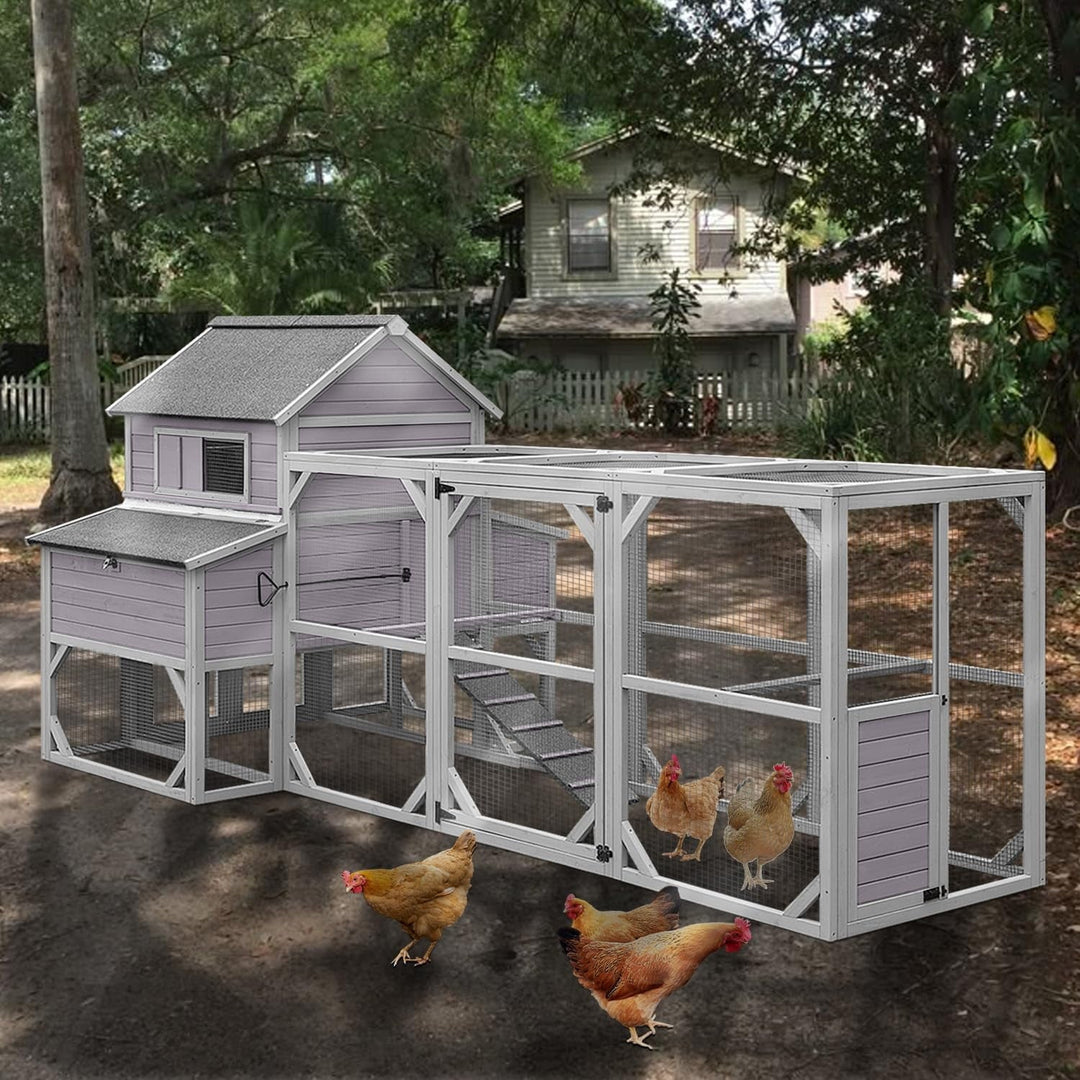 BUTINGLALE Large Outdoor Chicken Coop with Run, Multi-Level Hen House, Weatherproof Roof, Predator-Resistant Design & 6 Nesting Boxes for 8-10 Chickens, 41 sq.ft