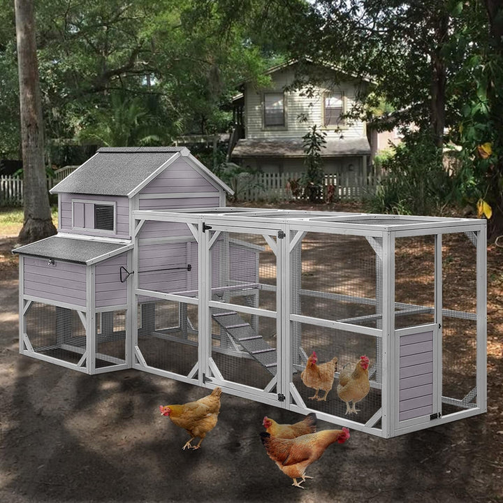 BUTINGLALE Large Outdoor Chicken Coop with Run, Multi-Level Hen House, Weatherproof Roof, Predator-Resistant Design & 6 Nesting Boxes for 8-10 Chickens, 41 sq.ft