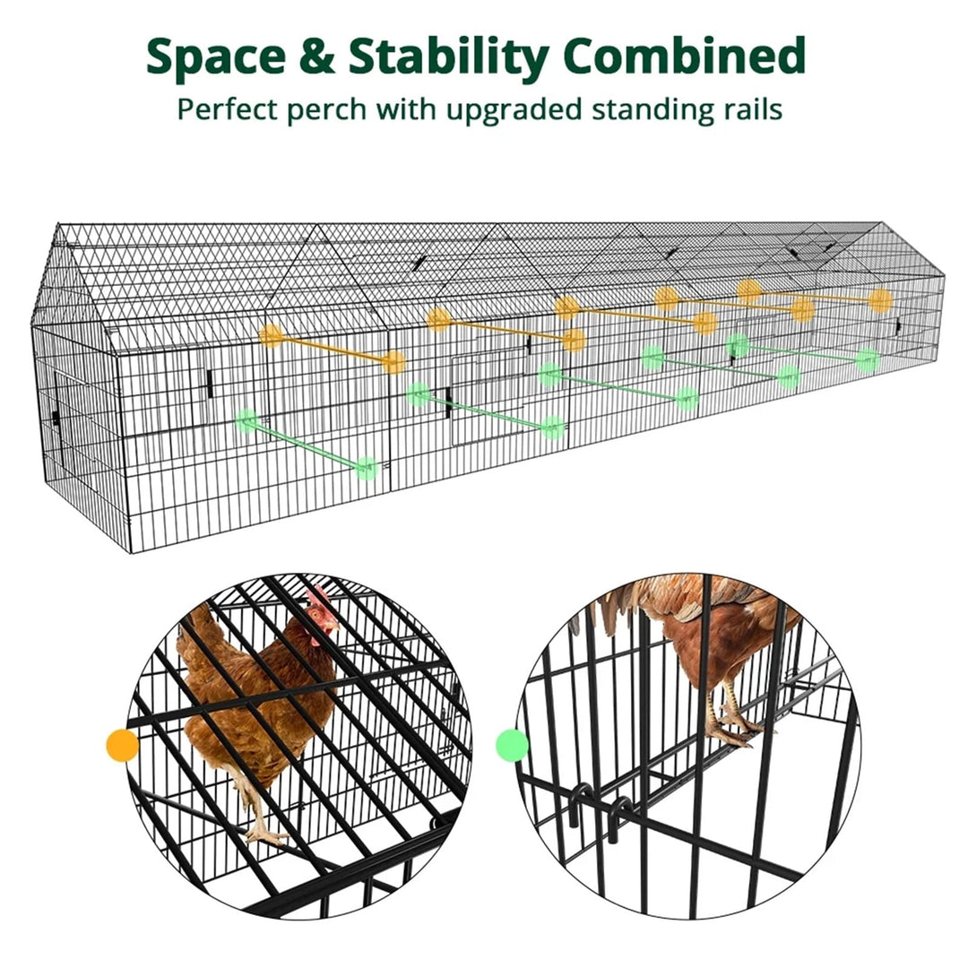 Large Chicken Coop with Upgraded Cover, DOMIPET 252" x 42" x 44" Pet Playpen Exercise Pen Rabbit Duck Chicken Run, Outdoor Backyard Farm Cage for Rabbit Duck Hen