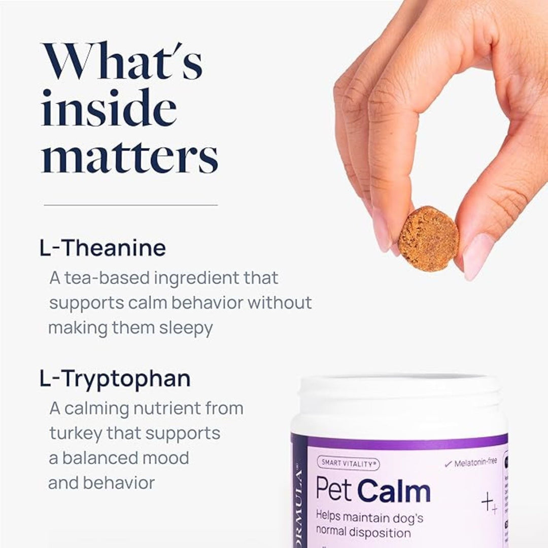 Veterinary Formula Pet Calm Supplement for Dogs, Smart Vitality Calming Without Sleepiness, 60 Chews
