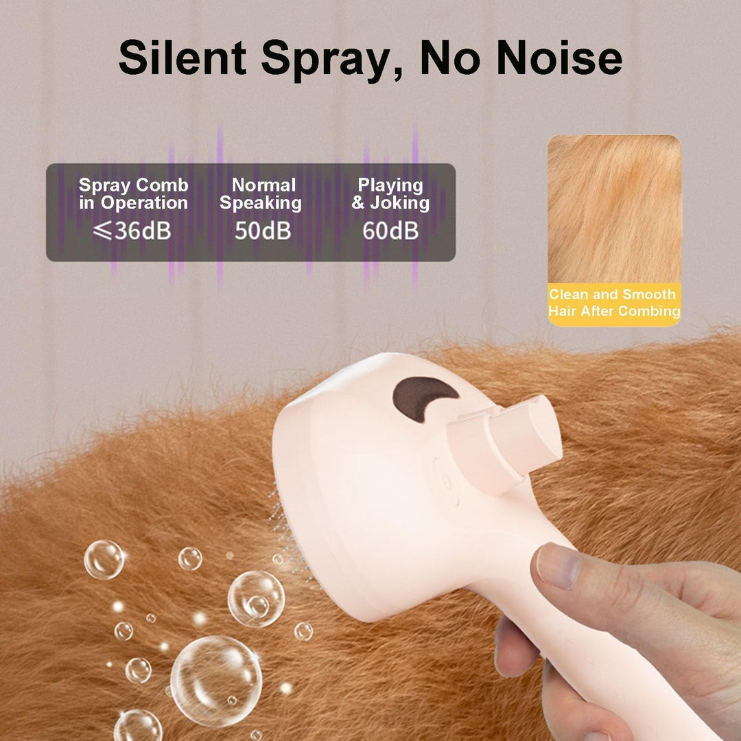 Renu Fresh Fur Shower Brush for Dogs Cats, 3 in 1 Self Cleaning Pet Steam Brush, Shedding & Grooming for Long Short Hair (pink)