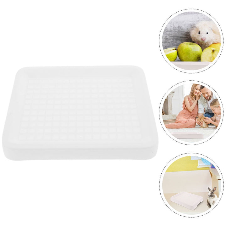 White Plastic Rabbit Litter Box for Guinea Pig Ferret Corner Potty Training Large Size