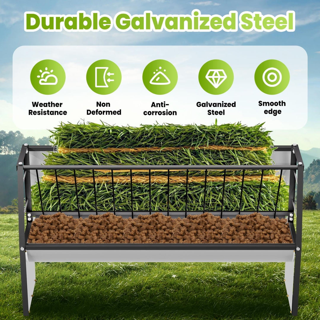 60 Gallon Feeder, Durable Galvanized Steel Pasture Feeder, Non - Deformed for Horses, Cows, Pigs in Outdoor Pasture, Farm Field, Animal Enclosure