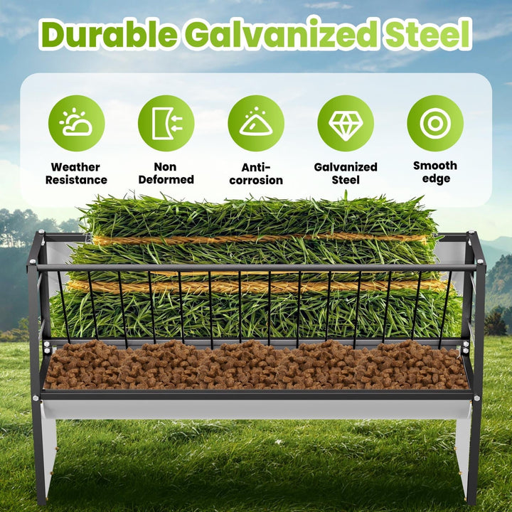 60 Gallon Feeder, Durable Galvanized Steel Pasture Feeder, Non - Deformed for Horses, Cows, Pigs in Outdoor Pasture, Farm Field, Animal Enclosure