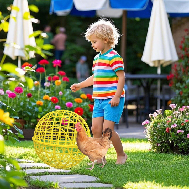 Simple Movable Chicken Ball Cage Rolling Orb Mobile Poultry Enclosure Round for Chicks Rabbits Birds Outdoor Backyard Farms- Prevents Dog Bites Horse Trampling C