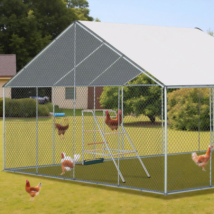 42" Round Chicken Perch - 4-Tier Outdoor Poultry Roost for Hens/Ducks, Metal & Wood Construction