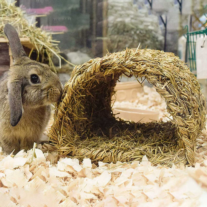 2X Grass House Tunnel Hutch Woven Hut for Laying Or Sleeping Edible Chew Home for Rabbits and Small Animals