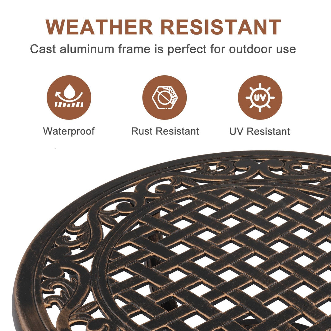 Funnil Outdoor Bistro Table, Cast Aluminum Round End Table, Patio Coffee Table for Indoor Garden Porch Balcony, Antique Bronze