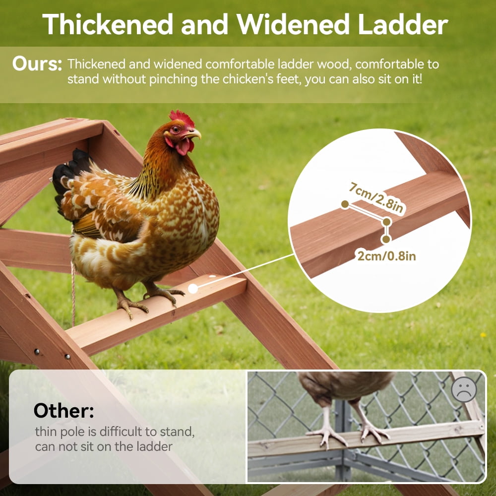 Chicken Roosting Bars for Coop Accessories, DOMIPET Chicken Perches Activity Play with Swing Set, Wooden Chicken Ladder, Chicken Toys Easy to Assemble & Clean