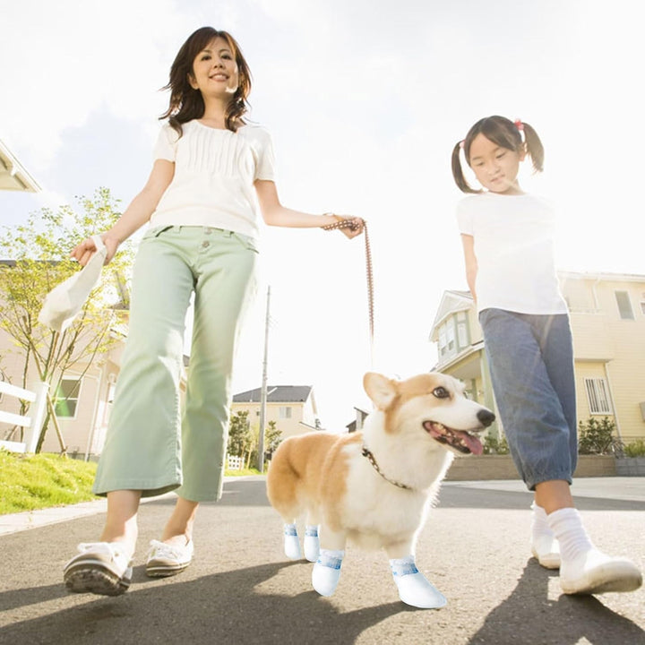 20 Pcs Disposable Dog Shoes, Dog Boots for Injured Paws Waterproof Disposable Dog Socks Paws Stop Licking with Self Adhesive Bandage Dog Shoes for Injured Paws for Indoor Outdoor Walking (L)