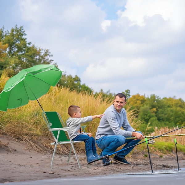 Folding Beach Chair with Umbrella for Adults, Lightweight Porable Camping Chair with 265lbs Capacity for Travel Picnic Concert & Outdoor Activities, Green