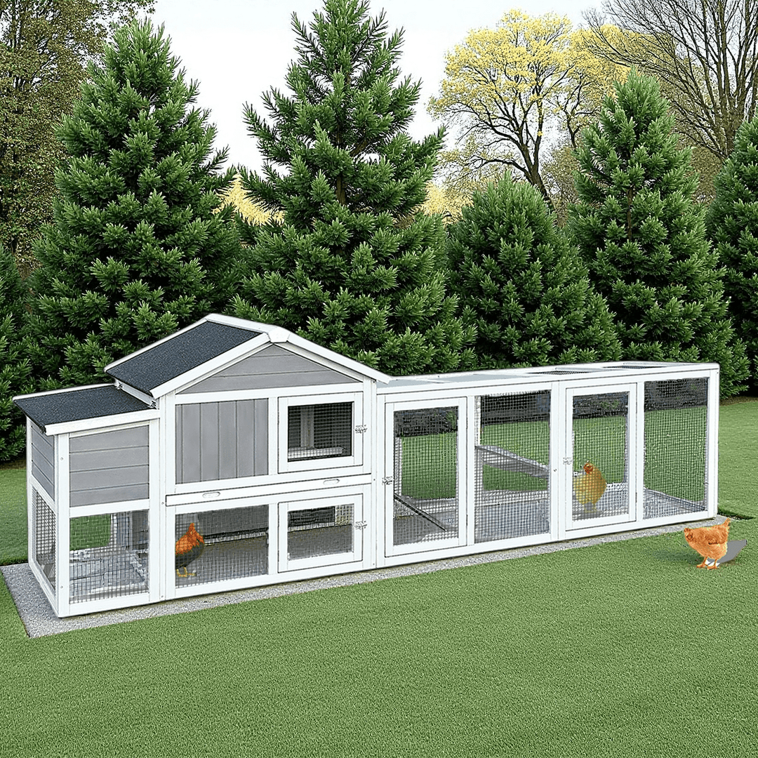 WRXNOOK 111.5" Wooden Chicken Coop, Outdoor Hen House w Nesting Box Poultry Cage