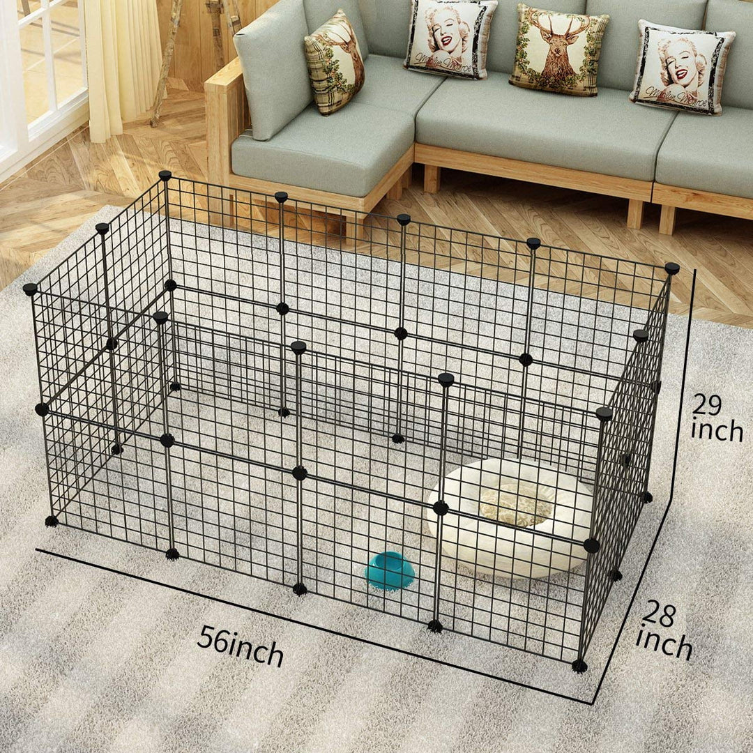 Portable Small Animal Playpen - Metal Wire Cage for Guinea Pigs and Rabbits - Indoor Yard Fence with 24pcs Panels (Includes 8pcs Free)