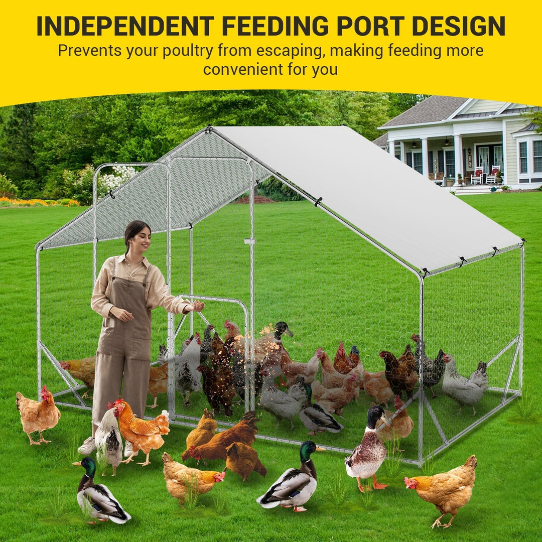 Large Metal Chicken Coop, Chicken Runs for Yard with Cover, Large Chicken Pen with Double Door, Walk in Chicken Coop for Outdoor Farm Yard, 6.5'L x 9.8'W x 6.5'H