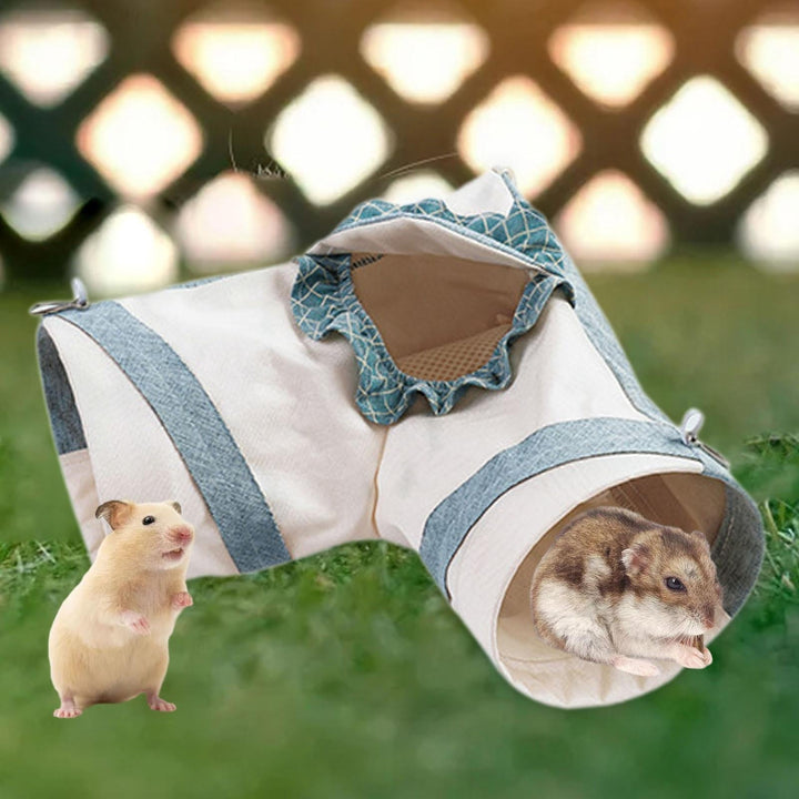 TOOYFUL Guinea Pig Tunnel Cave Self Entertainment Portable Corner Tunnel Hamster Hideout Toy for Chinchilla Small Animals Ferret Mice L