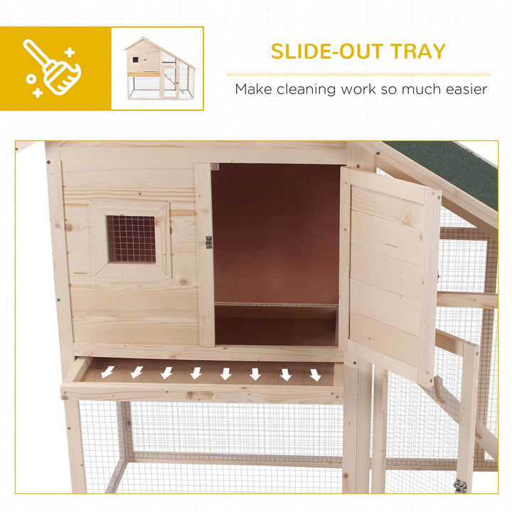 CoSoTower 55"L 2-Tier Wooden Rabbit Hutch Bunny Cage Small Animal House with Ramp, Waterproof Roof, Removable Tray and Outdoor Run
